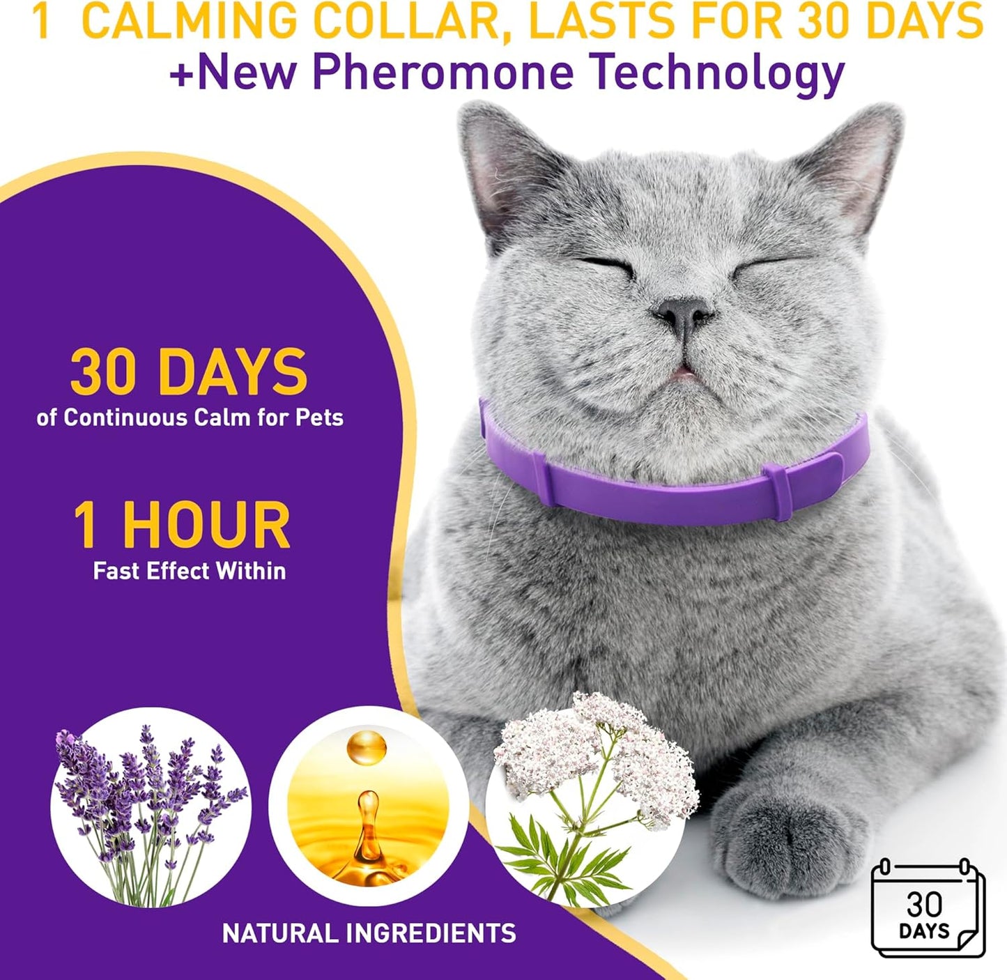 4 Pack Calming Collar for Cats – Pheromone Cat Calming Collar Cat Anxiety Relief and Stress – Adjustable Water Resistant Breakaway Calming Collars Natural Ingredients Pheromones Rapid Effect