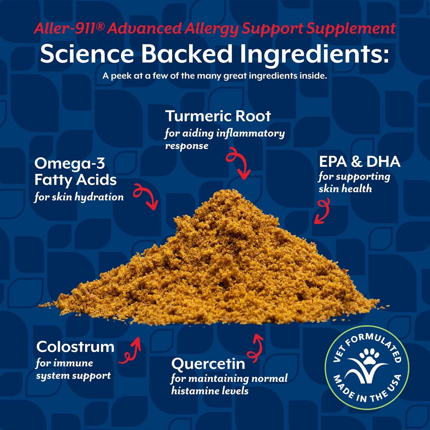 NaturVet ALLER 911 Skin Coat Allergy Aid Powder Omega 3 6 Dog Cat 255g