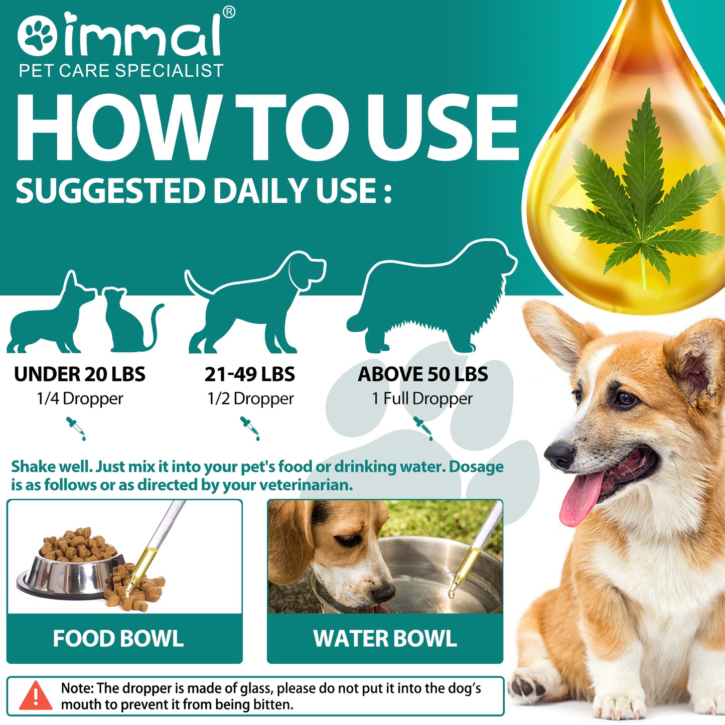 Oimmal Premium Organic Hemp Oil for Dogs & Cats – Natural Anxiety, Pain & Joint Relief with Multivitamins (2 fl oz / 60 mL)
