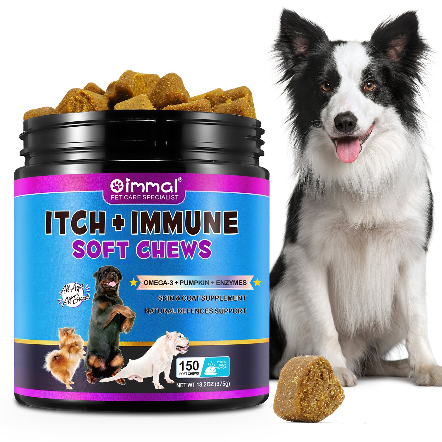 Oimmal Tasty Daily Chews for Itch Relief & Immune Support 150 Soft Chews