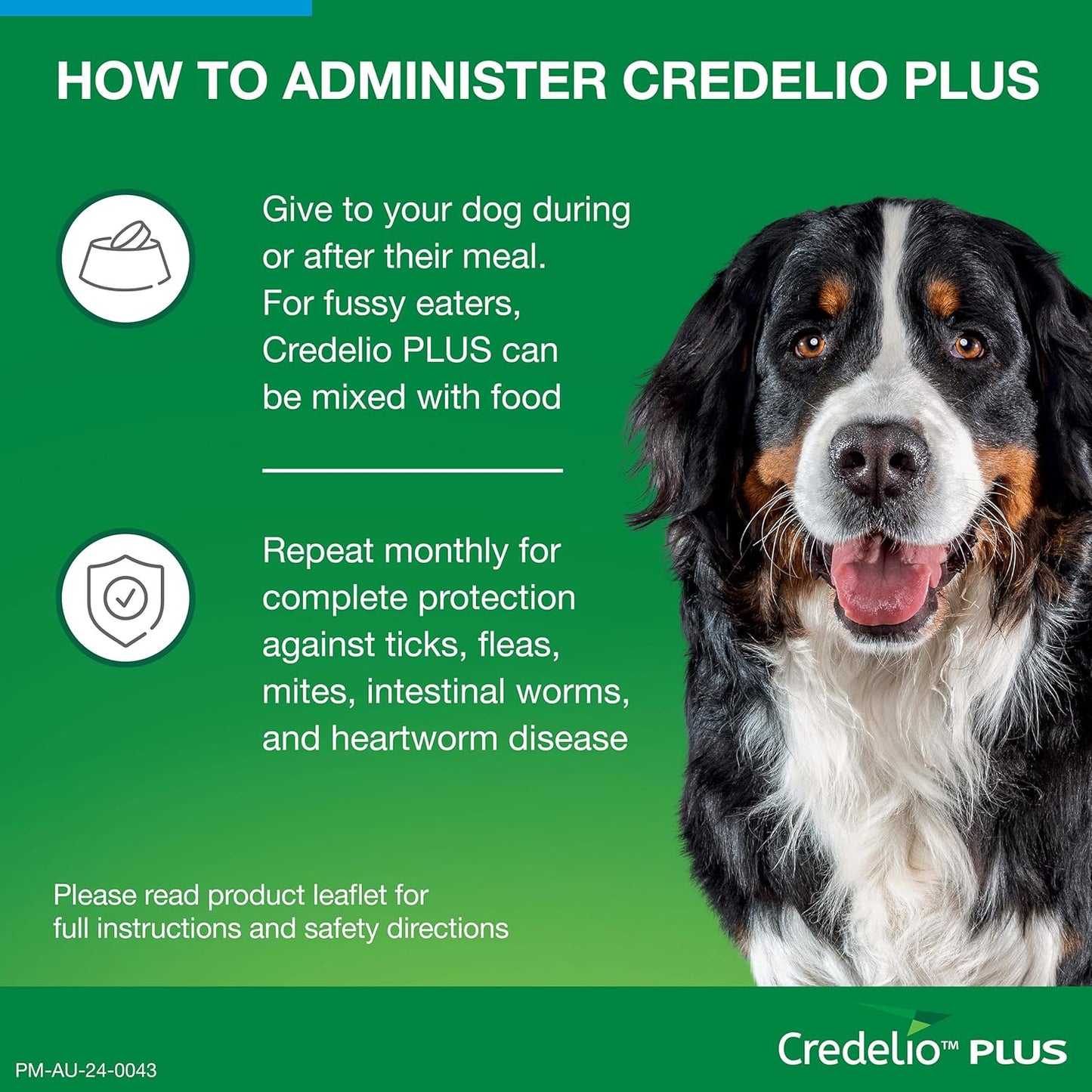 Credelio Plus Ticks, Fleas, Heartworm & Worms for Dogs 22-45kg - 3 Pack