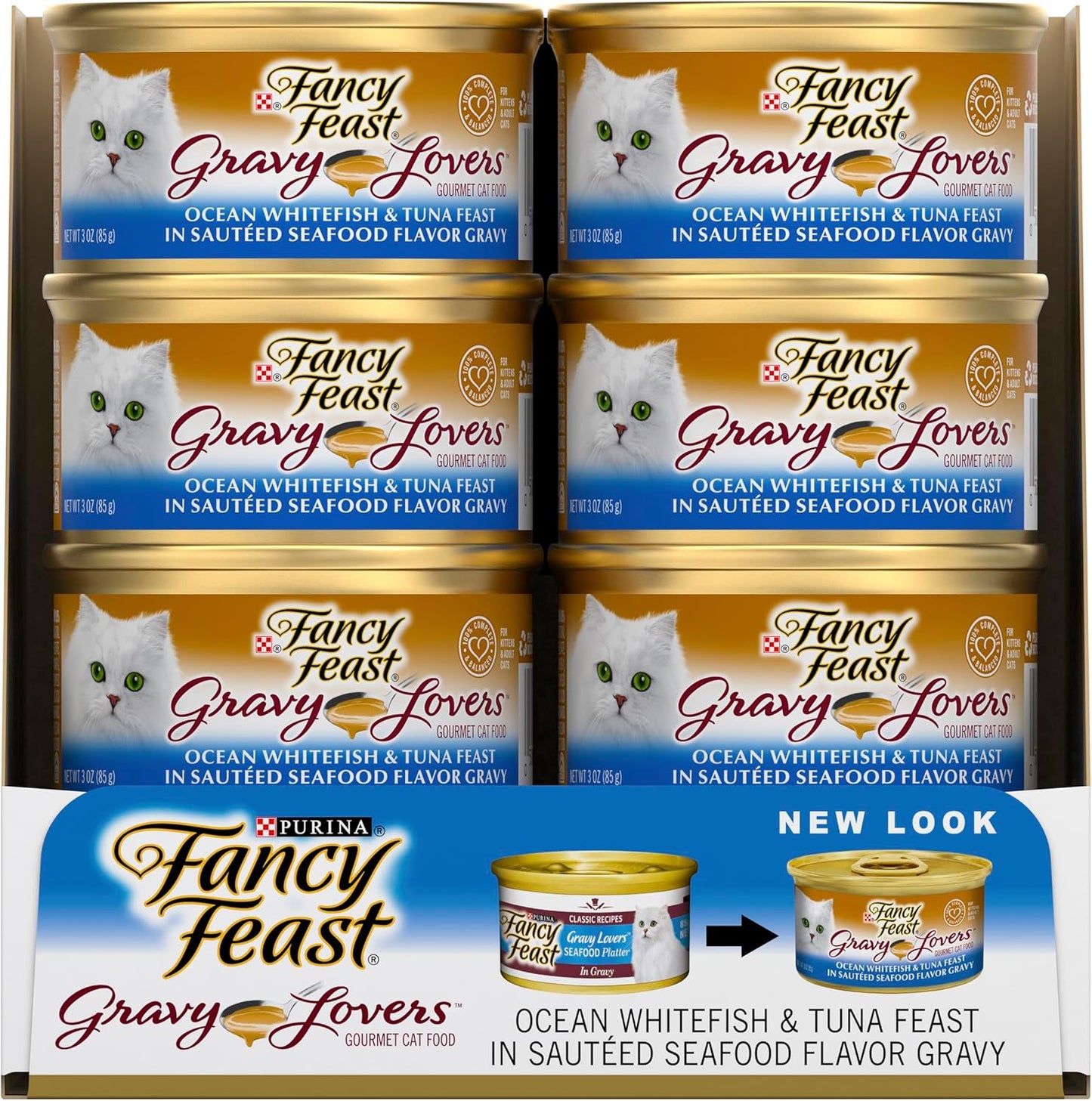 FANCY FEAST Adult Seafood Gravy Lovers Whitefish and Tuna Wet Cat Food 24x85g