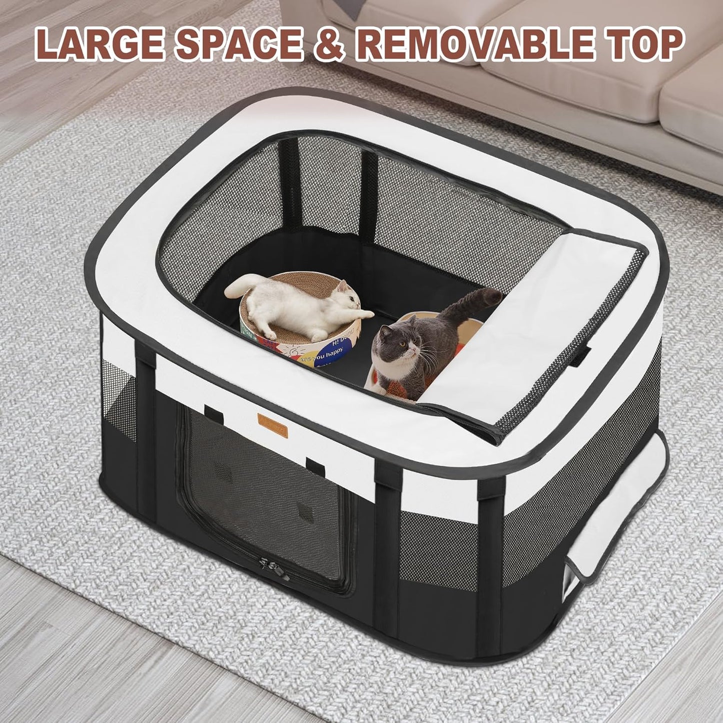 Dog Playpen - Foldable Cat Play Pens for Pubby,Kitten, Rabbit,Portable Pet Tent(Black-Small)