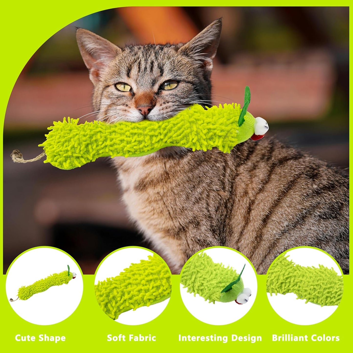 1 Pack Catnip Toys, Soft Cat Pillows Toys, Kitten Caterpillar Catnip Toys