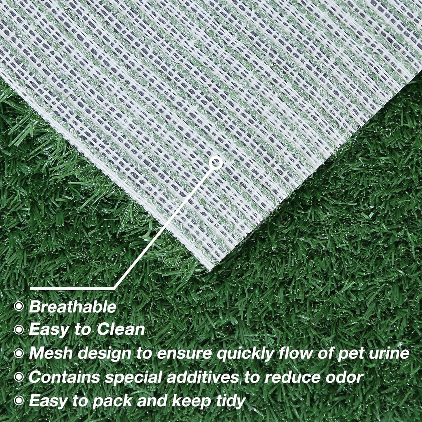 GLOBREEN Puppy Artificial Grass Pee Pad for Dogs Potty Trianing, 2 Pack Replacement Pet Fake Grass Mat, Reusable & High Drainage - 18 x 14 Inches
