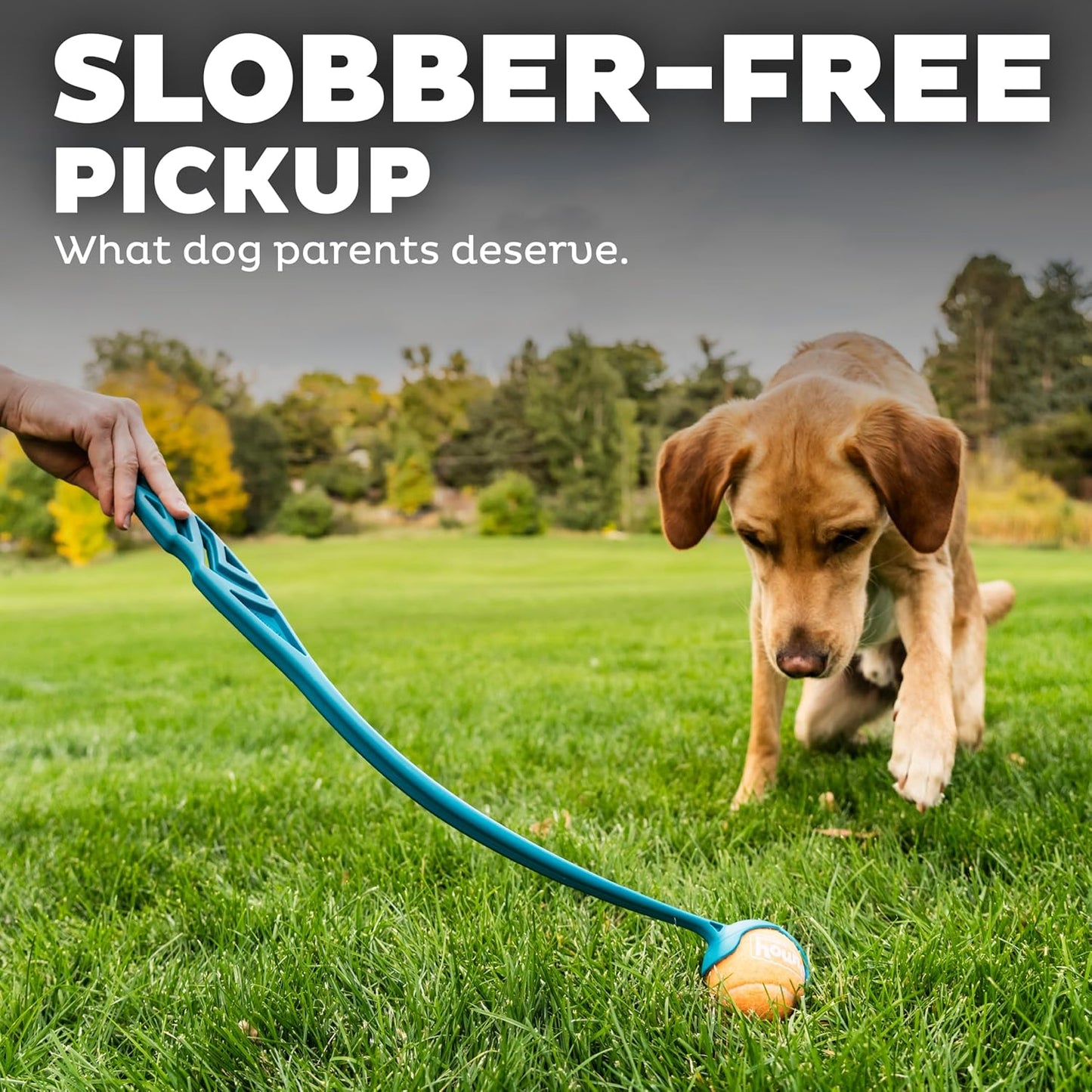 A Ball Dog Ball Launcher with Ergonomic Handle, Interactive Fetch Toy, Comfort Grip, Long-Distance Play, Slobber-Free Pickup