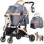 Pet Stroller for Small Dogs Cats, 6 Shock Absorption System | One Touch FoldinDog Stroller with Detachable Carrier for Car Seat & Hand Carry, Gray