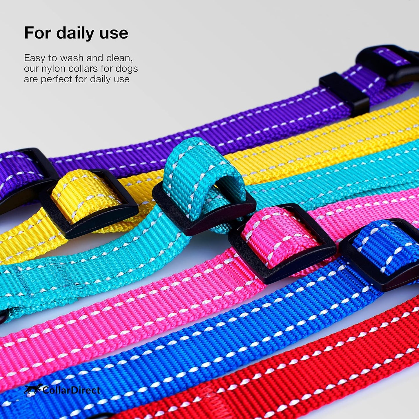 CollarDirect Reflective Dog Collar for a Small, Medium (Pink, 7-11 Inch)