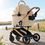 Luxury Pet Stroller with Spacious Comfort, Built- In Cooling Fan & Detachable Travel Basket for Smooth All-Season Adventures,Beige Colour