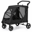 Large Dog Stroller Foldable Pet Pram with Mesh Windows BLACK