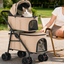 Double Pet Stroller for 2 Dogs & 2 Cats 4 Wheels Double Dog Strollers with Detachable Carriers Foldable Pet Travel Jogger Stroller Removable Cat Carrier Bag for Medium Small Pets(Khaki)
