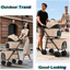 Double Pet Stroller for 2 Dogs & 2 Cats 4 Wheels Double Dog Strollers with Detachable Carriers Foldable Pet Travel Jogger Stroller Removable Cat Carrier Bag for Medium Small Pets(Khaki)