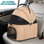 Double Pet Stroller for 2 Dogs & 2 Cats 4 Wheels Double Dog Strollers with Detachable Carriers Foldable Pet Travel Jogger Stroller Removable Cat Carrier Bag for Medium Small Pets(Khaki)