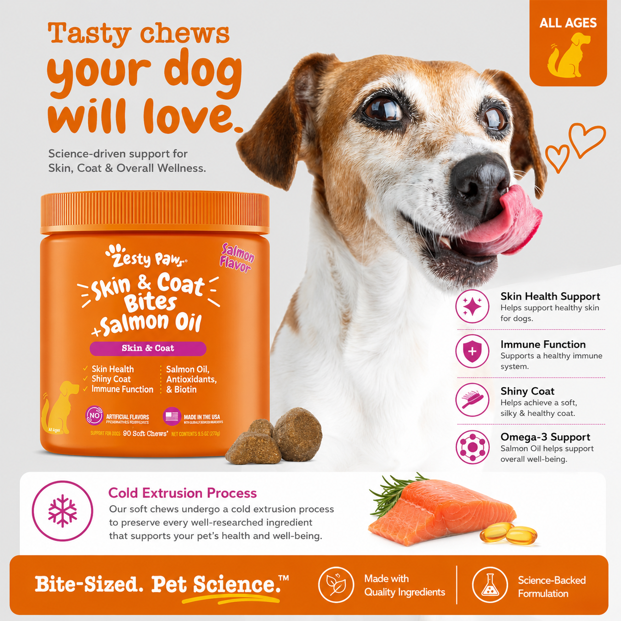 PetPurely Skin & Coat Chews for Dogs – Omega-3, Salmon Oil, Krill Oil & Biotin | Supports Healthy Skin, Shiny Coat & Immune Health | Chicken Flavor | 120 Soft