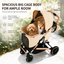Luxury Foldable Pet Stroller for Medium & Large Dogs & Cats – Adjustable Handle Travel Stroller with Breathable Mesh, Storage Basket & Smooth Suspension Wheels,BEIGE