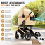 Luxury Foldable Pet Stroller for Medium & Large Dogs & Cats – Adjustable Handle Travel Stroller with Breathable Mesh, Storage Basket & Smooth Suspension Wheels,BEIGE