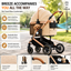 Luxury Foldable Pet Stroller for Medium & Large Dogs & Cats – Adjustable Handle Travel Stroller with Breathable Mesh, Storage Basket & Smooth Suspension Wheels,BEIGE