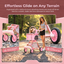 Luxury Pet Stroller for Small Dogs & Cats – 2-in-1 Detachable Carrier, Foldable, 360° Swivel Wheels, Large Storage Basket, Pink