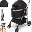 Pet Stroller for Small/Medium Dogs & Cats, No-Zip Foldable Dog Stroller with Detachable Carrier, Cup Holder and Storage Basket, One-Click Fold, One-Foot Brake, 37 lbs Capacity, Black