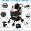 Pet Stroller for Small/Medium Dogs & Cats, No-Zip Foldable Dog Stroller with Detachable Carrier, Cup Holder and Storage Basket, One-Click Fold, One-Foot Brake, 37 lbs Capacity, Black