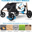 Pet Stroller for Small/Medium Dogs & Cats, No-Zip Foldable Dog Stroller with Detachable Carrier, Cup Holder and Storage Basket, One-Click Fold, One-Foot Brake, 37 lbs Capacity, Black