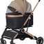 2 - in - 1 Foldable Pet Stroller, Detachable Carrier for Small Dogs/Cats, Lightweight & Breathable, Khaki/Pink, Ideal for Outdoor Trips