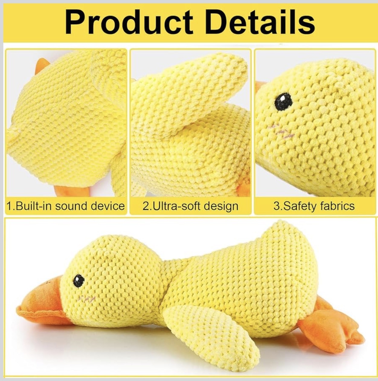 Mellow Dog Calming Duck, 2026 New Yellow Duck Dog Toy, The Mellow Ducks Calming Pillow, Dogs Ducks Toy with Quacking Sound for Indoor Dogs