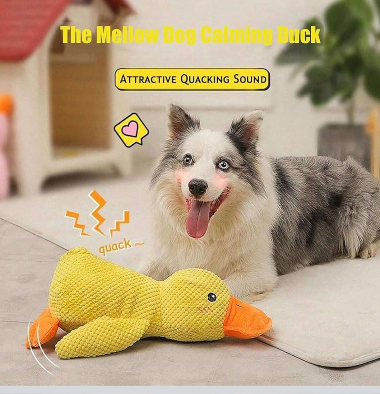 Mellow Dog Calming Duck, 2026 New Yellow Duck Dog Toy, The Mellow Ducks Calming Pillow, Dogs Ducks Toy with Quacking Sound for Indoor Dogs