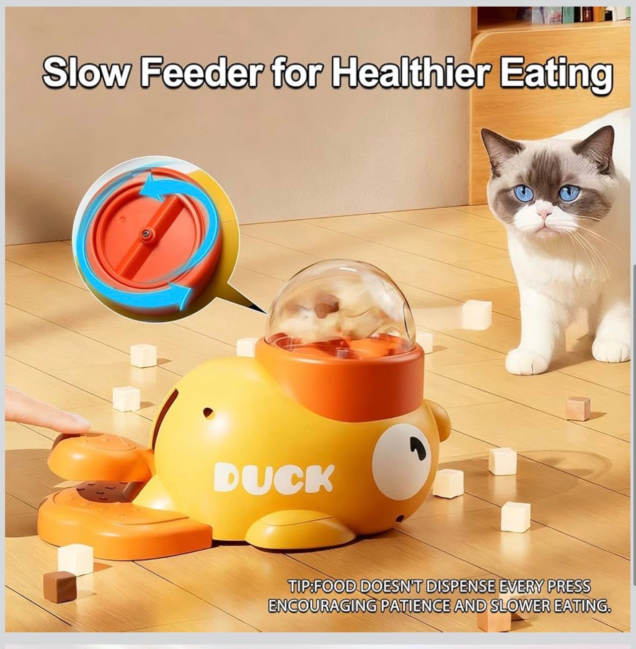 Interactive Dog Toys Food Puzzle Slow Feeder, Cat Treat Dispenser Toy Duck-Shaped Enrichment Toy for Small Medium Dogs and Cats, IQ Training and Exercise Small Animal Bowls