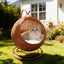 Wicker Cat Bed Indoor & Outdoor, Handwoven PP Rattan Cat Swing Bed with Removable Washable Cushion, Breathable Waterproof Cat House for Cats & Small Dogs (Large–16.9" L × 25.98" H)