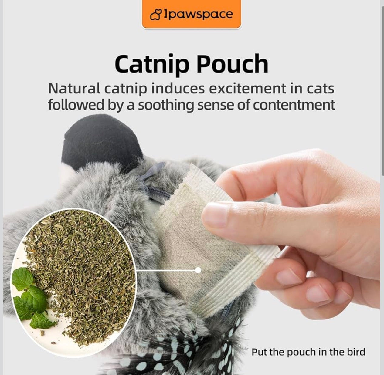 Interactive Flapping Bird Cat Toy with Catnip, Touch Activated Rechargeable, Musical Sound