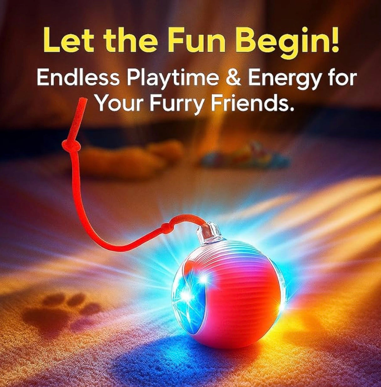 Interactive Cat Toys for Indoor Cats, Dog Toys Ball, Rolling Pet Ball, Smart Automatic Cat Chase Balls Toy, Interactive Dog Toys Speedy Tail,Kitten & Cat Toys Interactive (Red)