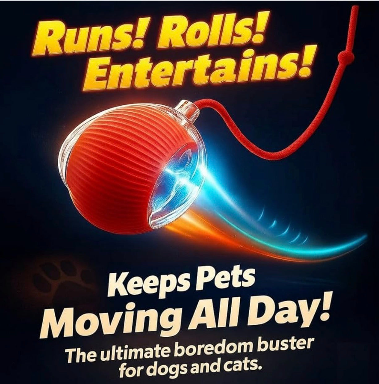 Interactive Cat Toys for Indoor Cats, Dog Toys Ball, Rolling Pet Ball, Smart Automatic Cat Chase Balls Toy, Interactive Dog Toys Speedy Tail,Kitten & Cat Toys Interactive (Red)