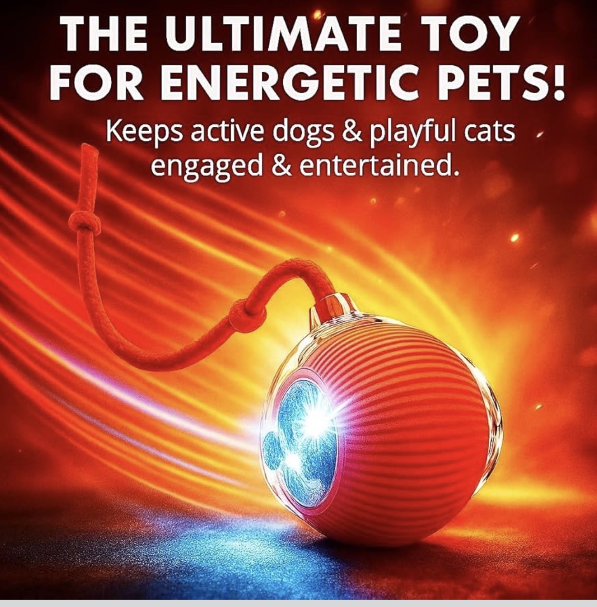 Interactive Cat Toys for Indoor Cats, Dog Toys Ball, Rolling Pet Ball, Smart Automatic Cat Chase Balls Toy, Interactive Dog Toys Speedy Tail,Kitten & Cat Toys Interactive (Red)
