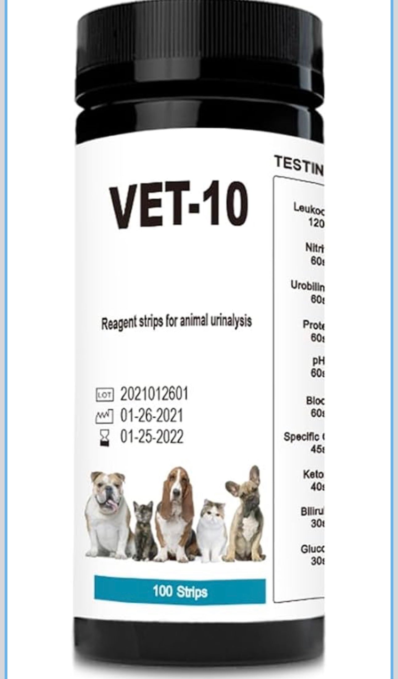 Pet Urine Testing Strips, 100 Urinalysis Parameter Tests for Dogs,Cats,Vets, Accurate Testing for Veterinarians