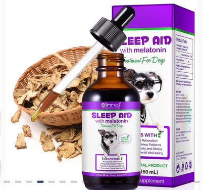Melatonin for Dogs, Calming Supplement Drops, Natural Sleep Aid to Promote Relaxation