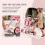 Luxury Pet Stroller for Small Dogs & Cats – 2-in-1 Detachable Carrier, Foldable, 360° Swivel Wheels, Large Storage Basket, Pink